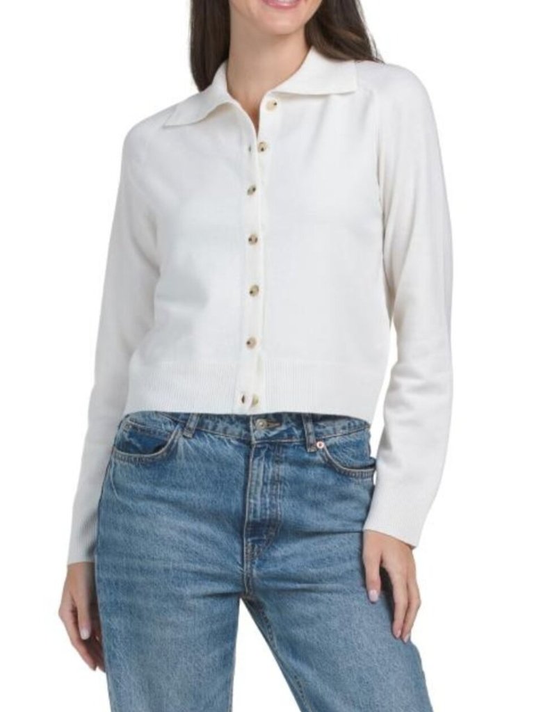 Vince Wool Blend Button Up Polo Cardigan